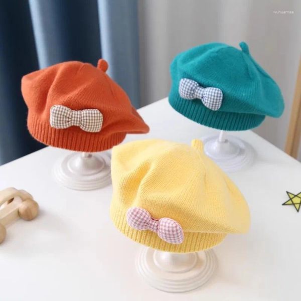 Cappelli Berretto per bambini Cappello per bambini Carino autunno e inverno Ragazza in stile straniero Principessa coreana che lavora a maglia in lana Artista dolce