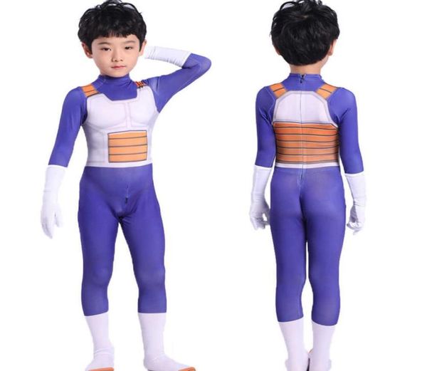 Halloween adulto crianças ternos filho goku filme bebê crianças vegetaboy cosplay traje anime super-heróis macacões cabelo preto q09105229309