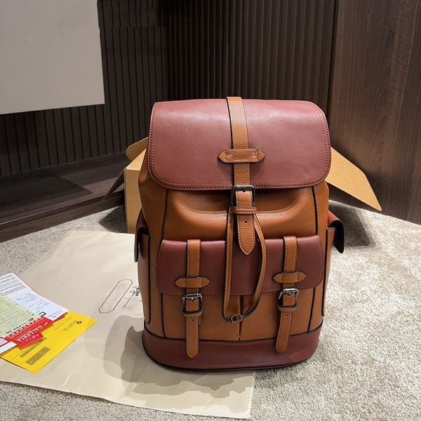 Fashion Trend Designer Uomo Borsa zaino dal design unico Grace Tracks Zaini da viaggio di lusso da uomo Borse casual durevoli in morbida pelle Zaino con doppia spalla