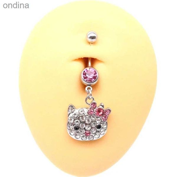 Anéis de botão de sino de umbigo para festa de Natal Anel de umbigo Piercing de umbigo bonito rosa umbigo piercing anel joias corporais piercing umbilical ornamento YQ240125