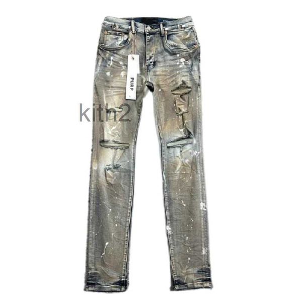 Tasarımcı Kot Por Pantolon İnce Fit Yırtık Retro Rahat Dış Mekan Sweetpants Moda Jogger Saf Renk Vintage Delik Boyutu 29-38 S1O8