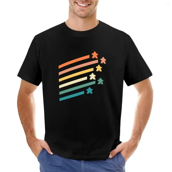 Erkek Polos Retro Meeple Renkler Masa Oyunları ve Meeples Bağımlı T-Shirt Plus Boyut Kore Moda Yaz Top Erkekler Giyim