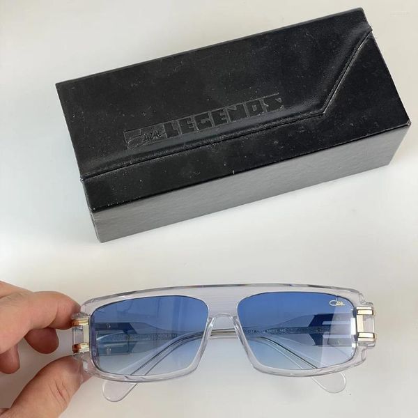 Sonnenbrille Original MOD164 Farbverlauf Blaue Gläser Polarisierte Männer Rechteck Acetat Transparent Rahmen Frauen Paar Brillen