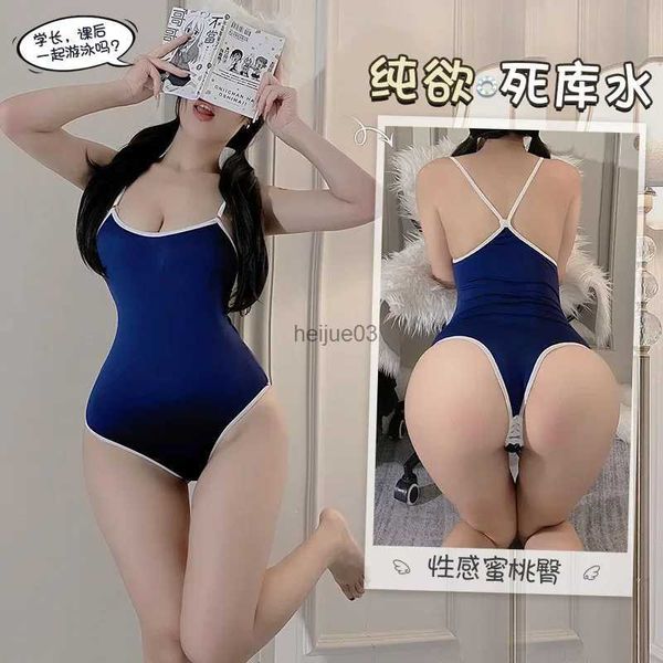 Set sexy Sexy scuola giapponese costume da bagno cosplay tuta biancheria intima con apertura sul cavallo lingerie mutandine fantasia tuta costumi di sesso femminile adulto SexL2401