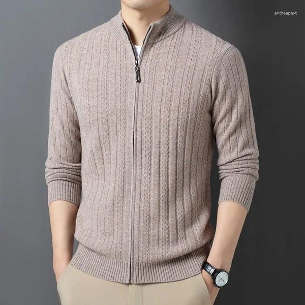 Männer Pullover Wolle Männer Gestrickte Reißverschlüsse Strickjacke Mantel 2024 Mann Reine Weiche Warme Pullover Mäntel