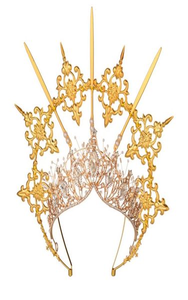 Lolita Halo Crown Costume Accessories Gold Halo Goddess Headpiece Vintage KC Headband Angel Virgin Mary Baroque Tiara Headwear6245738
