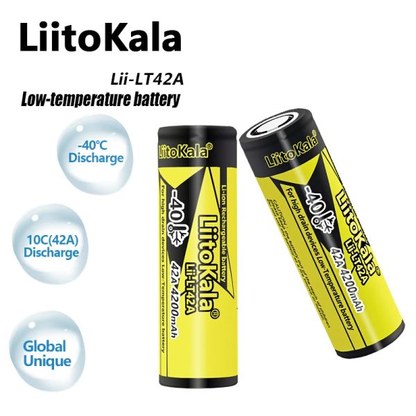 LiitoKala Lii-LT42A 21700 4200mah 3,7V Batteria ricaricabile 45A Scarica ad alta potenza per batteria a bassa temperatura -40°