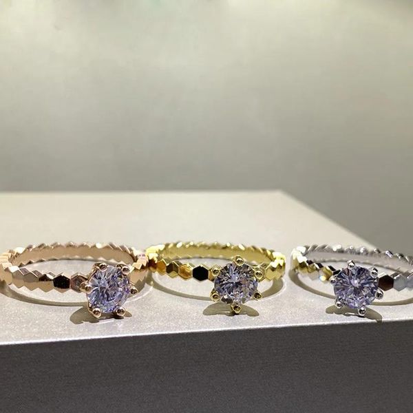 Anéis da moda novo 925 prata forma de engrenagem seis garra anel de pedra principal com charme feminino jóias acessórios casamento presente de luxo