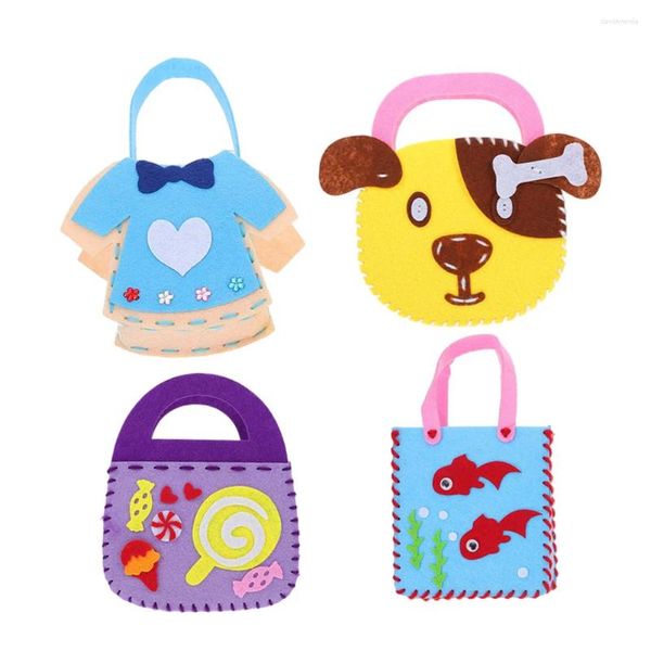 Berretti 4 set Borse a mano in tessuto non tessuto per bambini Materiali per la produzione Kit fai da te per cartoni animati