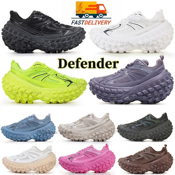 Sapatos Designer Defender Sneaker Extreme Tread Sapatos Borracha Pneu Sapatilhas Preto Branco Exército Verde Cinza Rosa Sola Mulheres Homens Esportes 240311