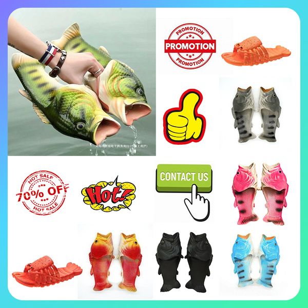 Designer plataforma casual peixe camarão chinelos engraçados homem mulher anti deslize usa peso leve respirável baixo corte super macio solas sandálias planas ao ar livre chinelo