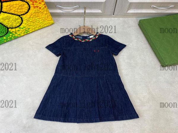 22ss meninas highends jeans vestido de princesa verão denim saia de algodão sem mangas em torno do pescoço Design vestidos de marca saias de grife gir3511531