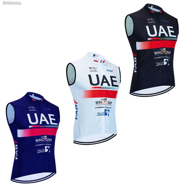 Homens Tanques 2024 Equipe dos Emirados Árabes Unidos Sem Mangas Ciclismo Jersey Homens Mulheres Jumbo Bike Vest Maillot Ropa Ciclismo Quick Dry Pro Bicycl Camiseta WindbreakerL240124