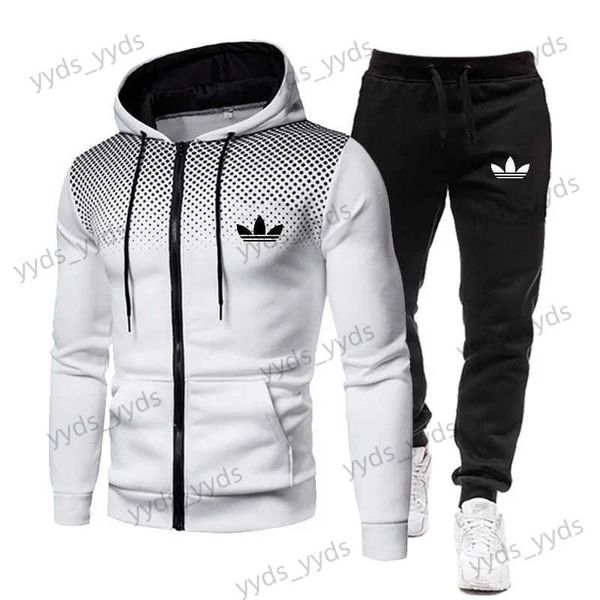 Tute da uomo Corea Giacca da uomo Tuta sportiva casual da uomo Set 2023 Autunno Inverno Due pezzi Set Abbigliamento sportivo da uomo Plus Pantaloni Suit T240124