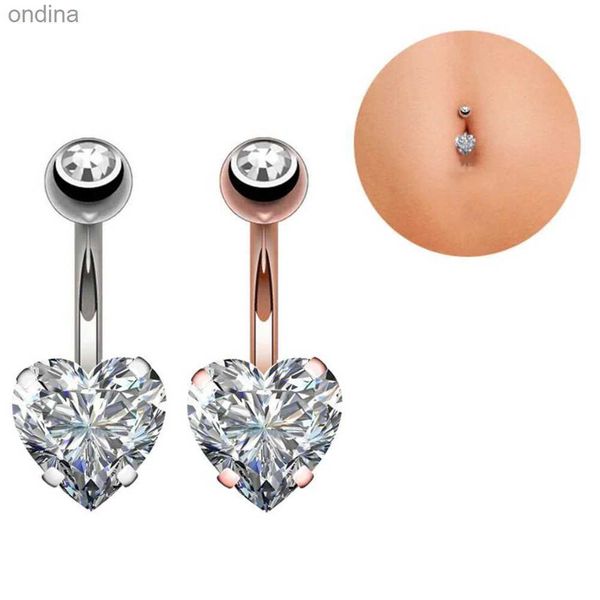 Anelli per ombelico a campana 1PC Anelli per ombelico in cristallo Acciaio chirurgico Cuore Piercing all'ombelico Anelli per ombelico a cuore sexy Penetranti per il corpo Anelli per ombelico Ombligo YQ240125