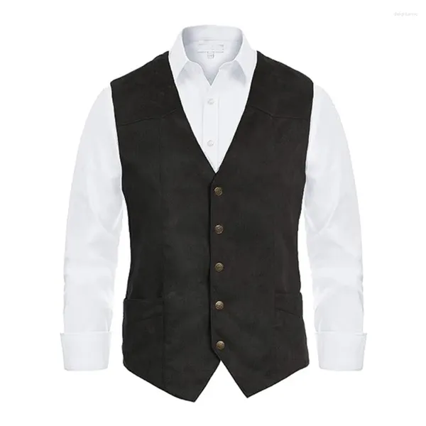 Gilet da uomo Gilet retrò stile vintage per uomo Gilet slim fit Gilet da lavoro da sposa con scollo a V senza maniche Nero Grigio Marrone Caffè