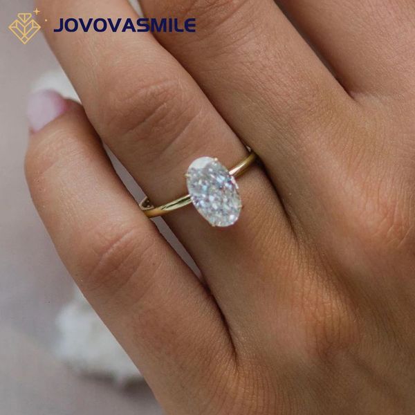 JOVOVASMILE Gouden Ringen 18k 3 Center 11x7mm Crushed Ice Hybrid Oval Cut Moissante Sieraden Voor Vrouwen au750 240119