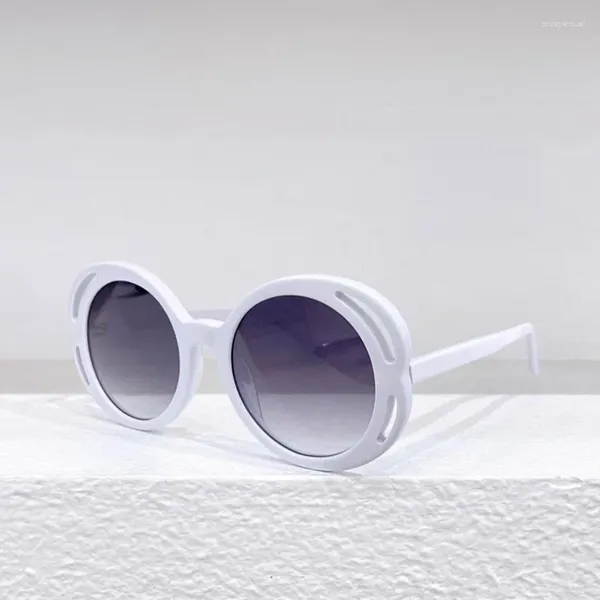 Occhiali da sole con montatura tonda scavata in acetato per uomo e donna, occhiali streetwear polarizzati per esterni, tonalità rosa Lunette De Soleil