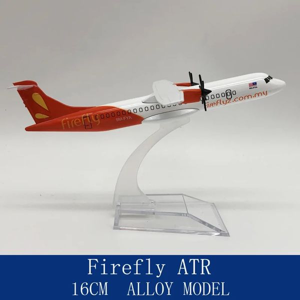 16CM 1 400 Modell Diecast Legierung Flugzeug Air ATR72 Malaysia Firefly Propeller Airline Display Spielzeug Mit Stand Fans 240118