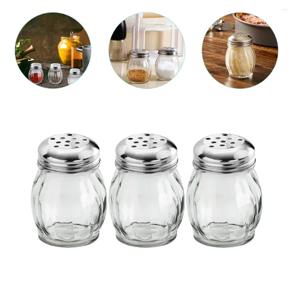Conjuntos de louça 3 pcs casa sal jar restaurante pimenta terrário cozinha condimento vasilha recipientes de vidro tempero decorativo