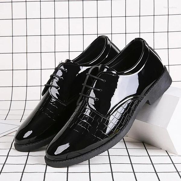 Kleid Schuhe Business Leder Für Männer Frühling Herbst Herren Mode Hochzeit Schuh Einfarbig Schwarz Runde Kappe Chaussure Hommes