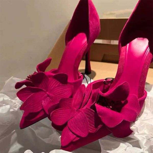 Sandálias Mulher Elegante Sapatos De Salto Alto Doce Rosa Fechado Toe Calçado 2023 Verão Slingback Apontou Moda Vestido Senhoras Sandálias J240125