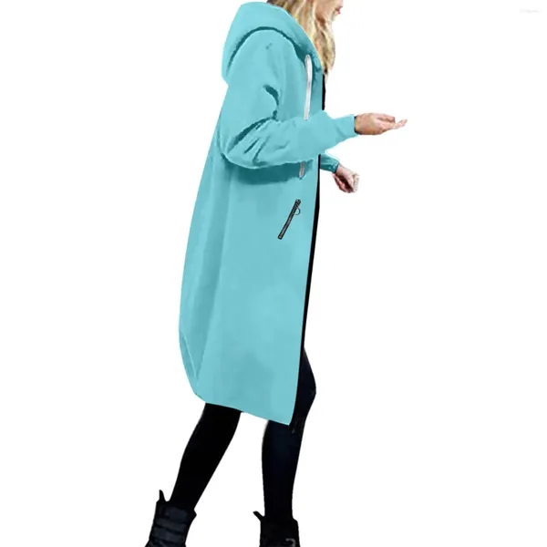 Felpe con cappuccio da donna Tasca con cerniera con cappuccio 2024 Giacca in felpa Moda Cappotto in tinta unita Abbigliamento donna oversize Harajuku In felpe Donna