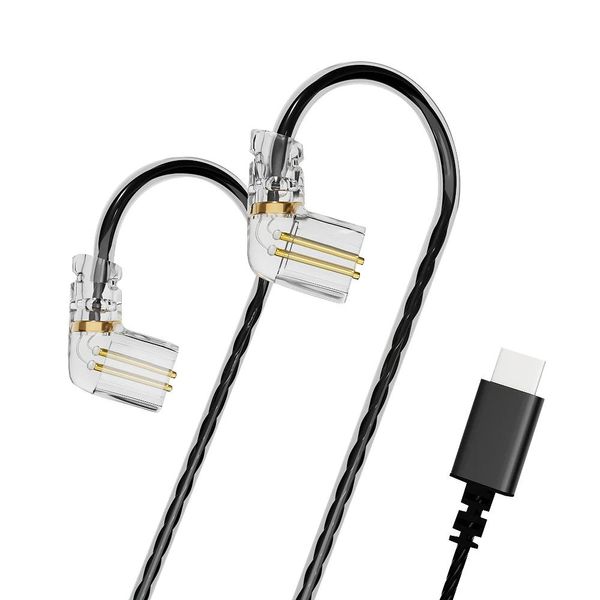 Auricolari TIPO C nero cavo per cuffie aggiornato HIFI con chip di decodifica microfono sostituibile Cavo per auricolari da 0,75 mm DD3 KZ CCA ZSN PRO