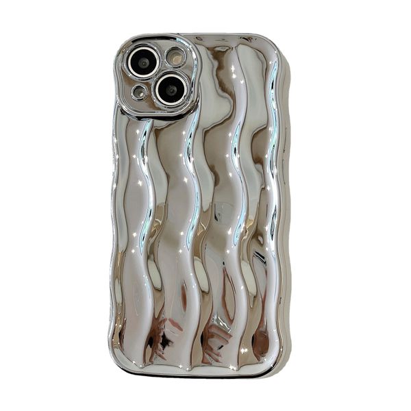 Capa criativa para iPhone com borda ondulada e padrão de ondulação de água Design ondulado em forma de moldura macia e flexível TPU à prova de choque capa protetora de corpo inteiro para mulheres e meninas