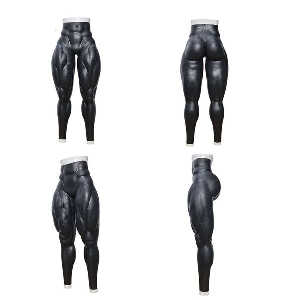 Accessori per costumi Pantaloni lunghi realistici Ftm Cosplay Pantaloni per crossdressing Pantaloni muscolari in silicone per uomo finto Simulazione artificiale Mutandine per gambe maschili false