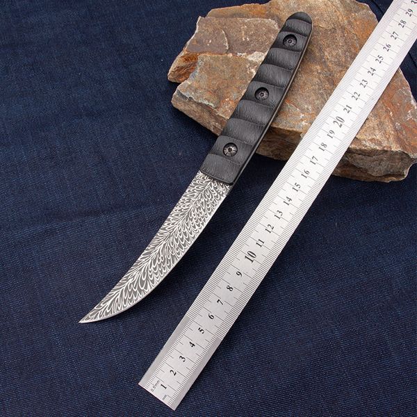 1 Pz A0125 Coltello dritto da sopravvivenza 440C Lama modello laser Full Tang Maniglia in ABS Coltelli a lama fissa da pesca da campeggio esterna con fodero in pelle