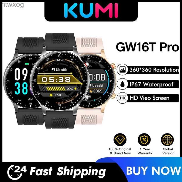 Intelligente Uhren KUMI GW16T Pro Smartwatch Globale Version Full Touch HD Herzfrequenzmesser IP68 Wasserdicht Mann Frau Smartwatch für IOS Android YQ240125
