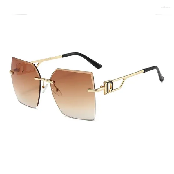 Sonnenbrille Hohe Qualität Design Randlos Für Frauen Männer Mode Luxus Gradienten Objektiv Sonnenbrille Vintage Trendy Männlich Weiblich Brillen