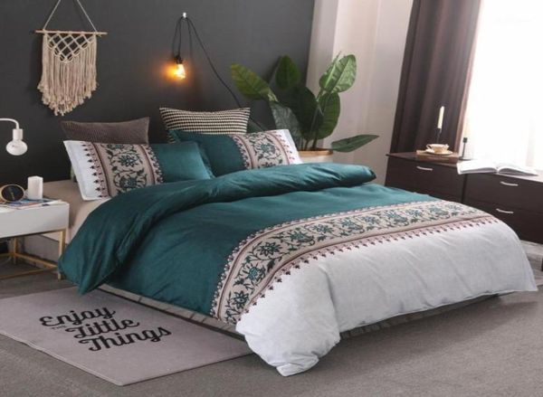 Minimalistisches Bett-Bettbezug-Set, europäische Tröster-Bettwäsche-Sets, solides Muster, wendbares Bettwäsche-Set, King-Size-Größe 15789720