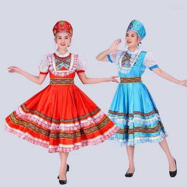 Сценическая одежда Классический традиционный русский танцевальный костюм Платье Европейские платья принцессы Одежда для выступлений