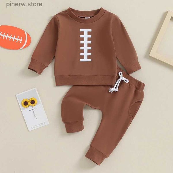 Giyim setleri lioraitiin 0-3y toddler bebek erkek bebek futbol kıyafetleri uzun kollu rugby baskı o boyun sweatshirt jogger pantolon giysileri