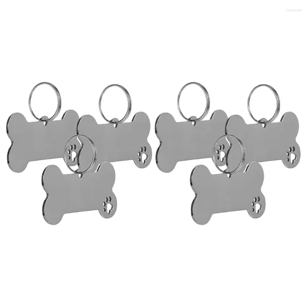 Coleiras para cães 6 peças, etiqueta para animais de estimação, número de telefone, ornamento de pendurar para cães, pingente de aço inoxidável, filhote de cachorro