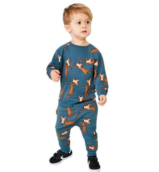 Jumping Meters Neue Baby Jungen Kleidung Sets Herbst Winter Cartoon Tiger Gedruckt Baumwolle Jungen Mädchen Outfit Langarm Hemd Hose LJ25229164