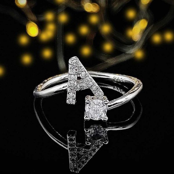 Hochzeit Ringe 2023 Neue Trendy 26 Buchstaben Silber Farbe Mode Ring Einstellbar für Frauen Party Geschenk Schmuck Großhandel R6148 H240125