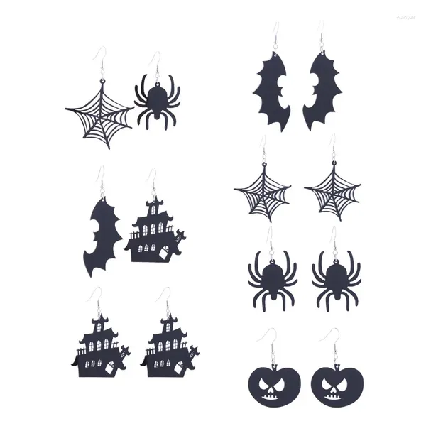 Baumelnde Ohrringe WANGAIYAO Mode Persönlichkeit Halloween Spinnennetz Spukhaus Fledermaus Geist Hexe Dunkles Acryl Urlaub Ohrhörer Acce
