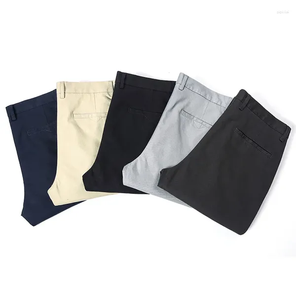 Calças masculinas verão luz cintura alta cáqui perna reta calças masculinas tendência 2024 estilo algodão estiramento casual vintage preto calça