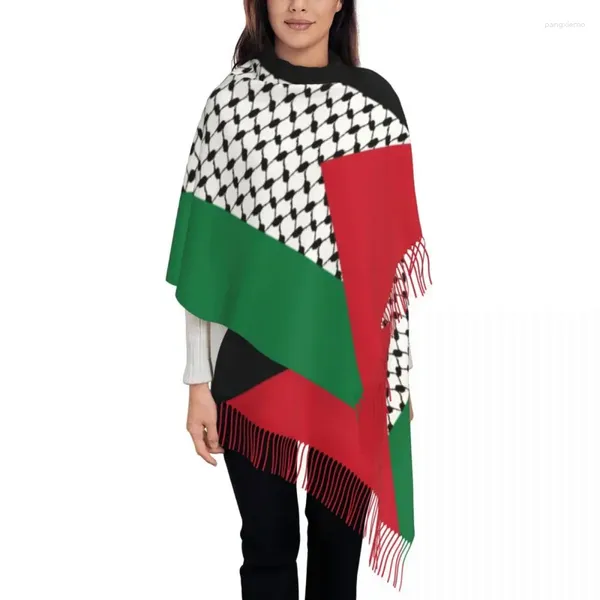 Roupas étnicas Impressão personalizada Palestina Bandeira Cachecol Mulheres Homens Inverno Outono Lenços Quentes Palestinos Hatta Kufiya Keffiyeh Padrão Xale Envoltório