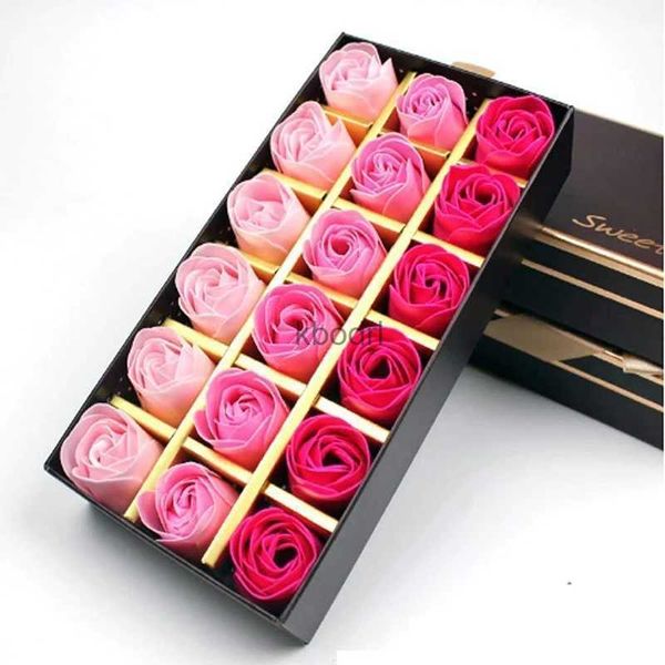 Sahte çiçek yeşillik 18pcs sabun gül romantik kokulu banyo sabun çiçekleri ev dekor sahte çiçek düğün pembe petal sevgililer günü Noel hediye kutusu yq240125