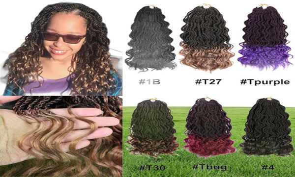 Lans 14 Polegada senegalês cabelo de crochê roxo ombre trança cabelo onda termina sintético novo estilo fino crochê tranças jumbo bund7503440