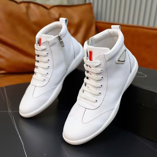 24 nuove scarpe da ginnastica alte Top Brand America's Cup Bianco Nero In pelle Gancio e anello Casual Walking Zip Comfort Stivali da moto Calzature all'ingrosso EU38-46