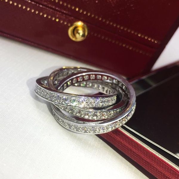 Anelli di banda Ring Trinity Tre colori per donna Designer Taglia 678 per Man Diamond T0P Qualità 925 Silver Reproductions ufficiale Brand Designer Premium Regali Premium No Box 001