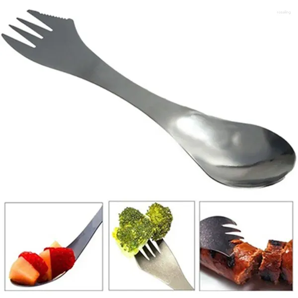 Dinnerware 3in1 Stainless Steel Spork Combo Spoon Fork Knife Camping Hiking Travel Cutlery 2024 High Quality