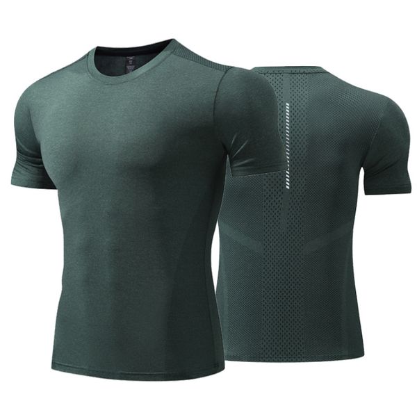 T-shirt PLUS estiva da uomo casual sportiva top in seta di ghiaccio girocollo aderente manica corta corsa palestra allenamento traspirante maniche corte asciugatura rapida XS-5XL