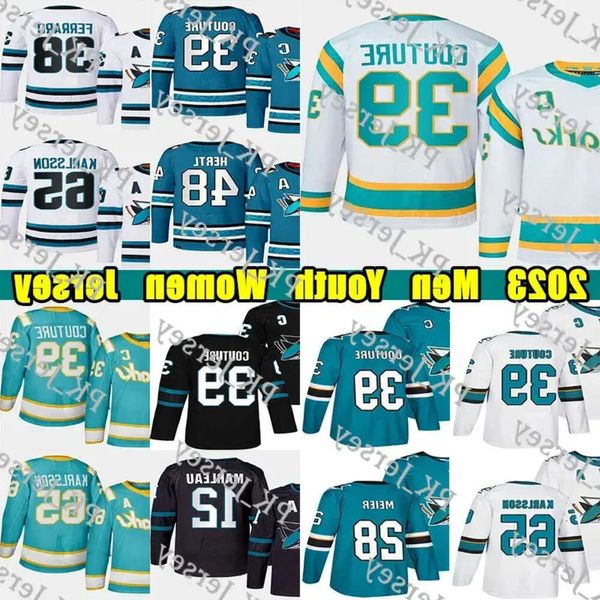 Хоккейная майка San''Jose'' Sharks Logan Couture Reverse Retro № 48 Томас Хертл № 28 Тимо Мейер Эрик Карлссон Бонино Брент Бернс Штурм Патрик Ма 45