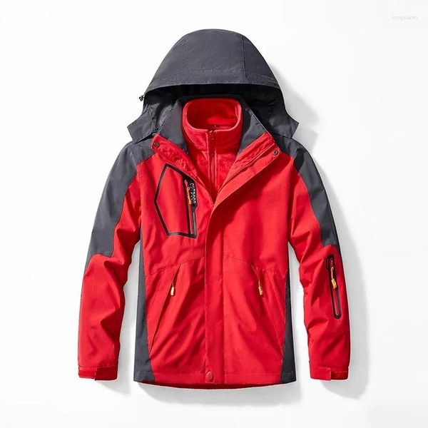 Jaquetas masculinas Primavera Mens Casacos À Prova D 'Água Ao Ar Livre Terno Inverno 3 em 1 Conjuntos de Duas Peças Homens Mulheres Engrossar Windbreaker Quente Camping Esporte